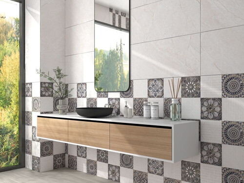 Qua Reyna Bone Parlak Rektifiyeli Yer Duvar Seramiği - 40x120