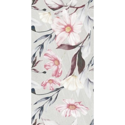 Seramiksan Lecce Floral Motif Açık Gri Mat Rektifiyeli Yer Duvar Seramiği 696108 - 60x120