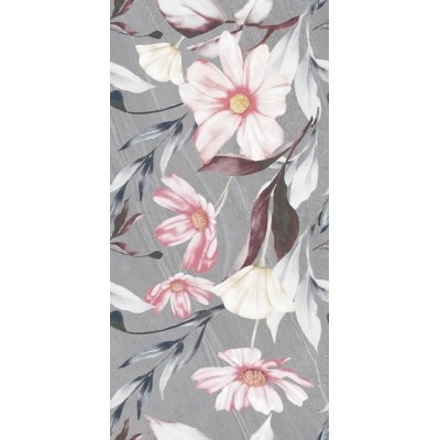 Seramiksan Lecce Floral Motif Koyu Gri Mat Rektifiyeli Yer Duvar Seramiği 696109 - 60x120